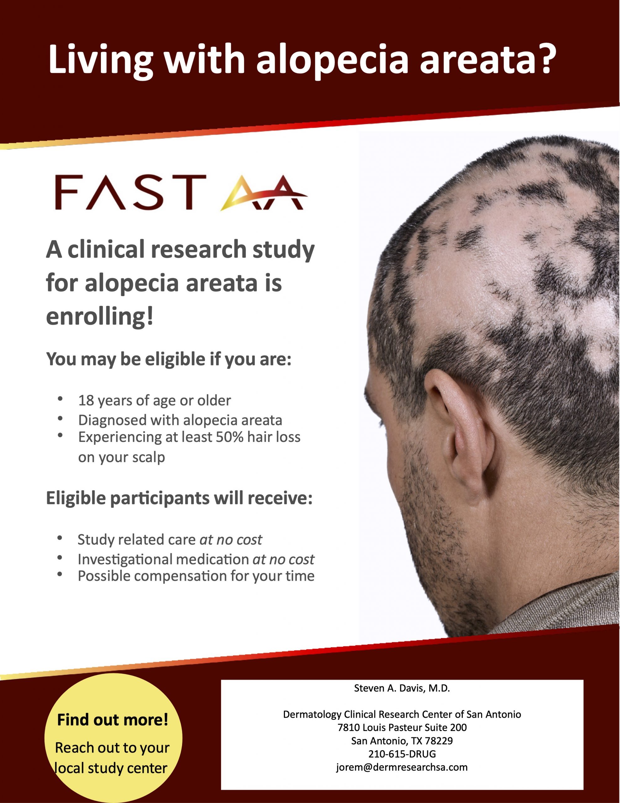 Alopecia Areata Clinical Trial San Antonio 2023 - DermResearchSA